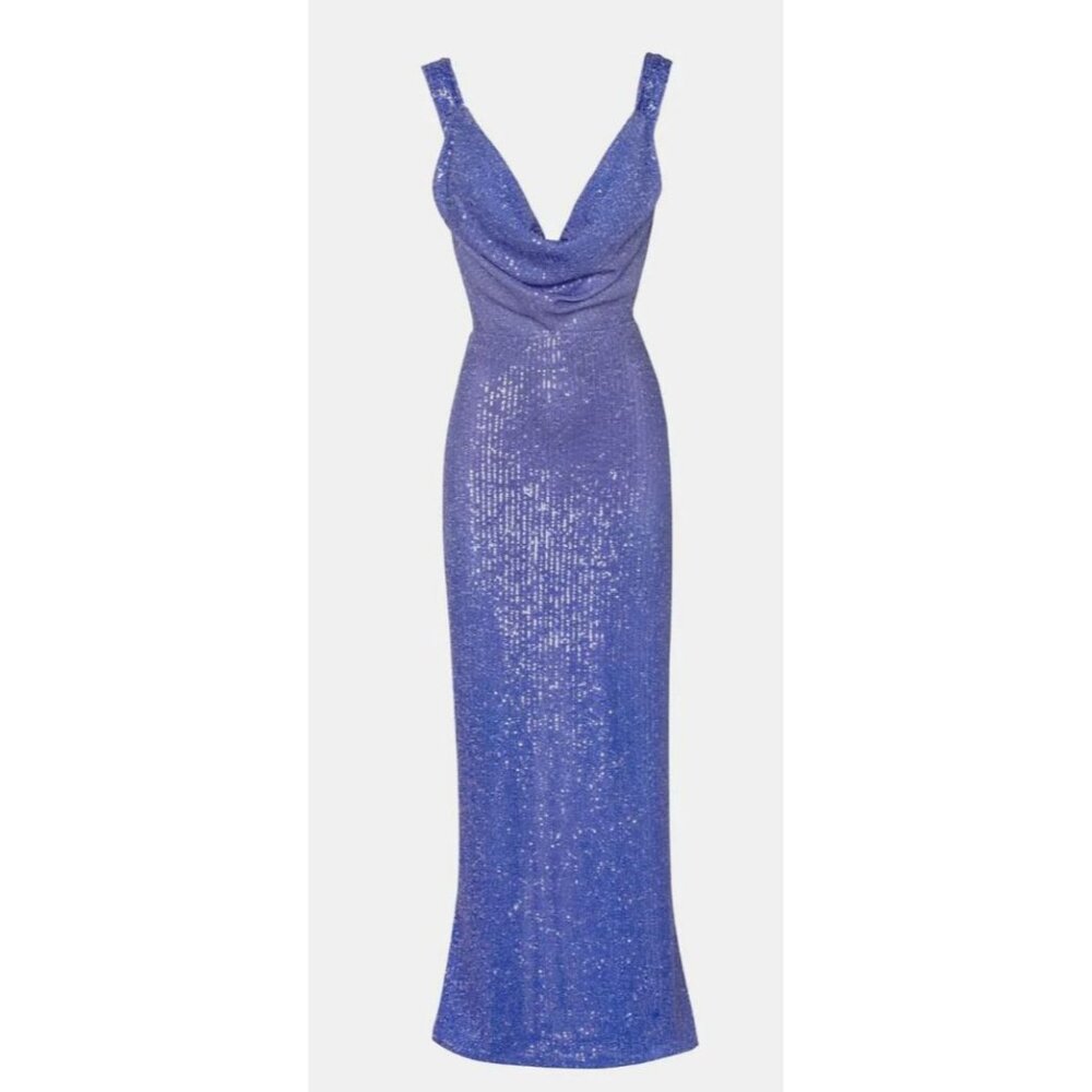 Baobab Drape Neck Teva Sequin Formal Gown Maxi Dress Size Large NWT - Picture 4 of 9